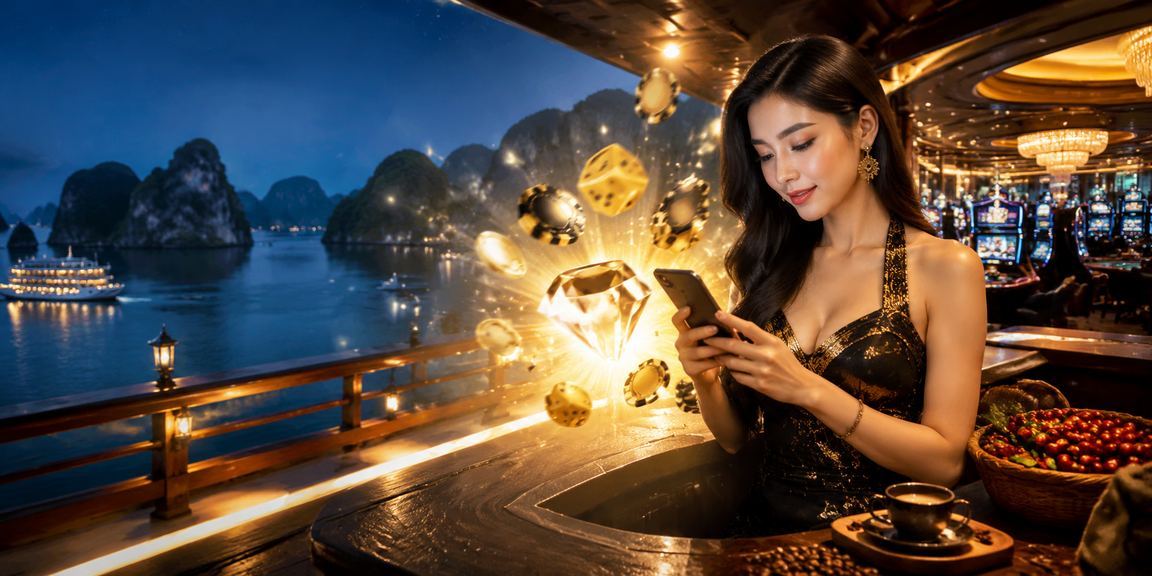 Du khách tại Hạ Long trải nghiệm casino mobile bên tách cà phê buổi sáng