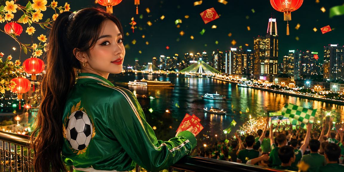 Phong bì đỏ và đèn lồng tượng trưng cho khuyến mãi tiền thưởng tại vùng Mekong